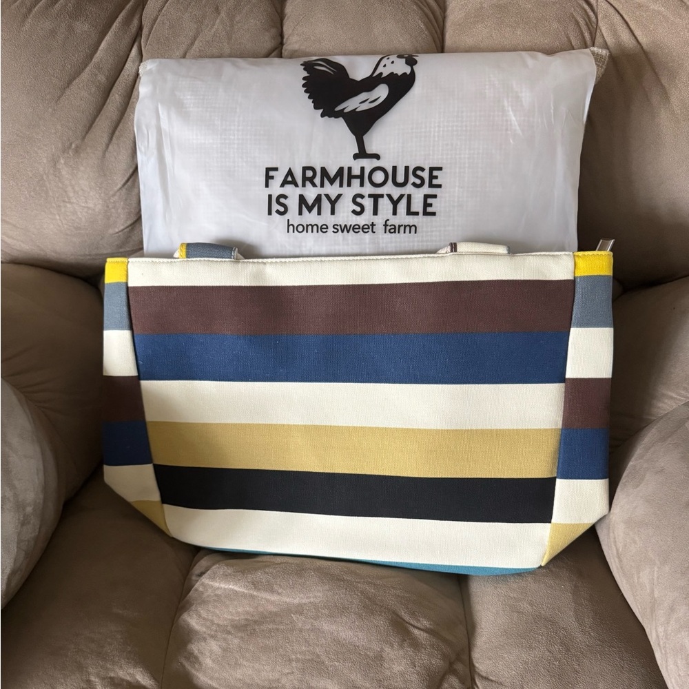 Striped Canvas Tote Bag